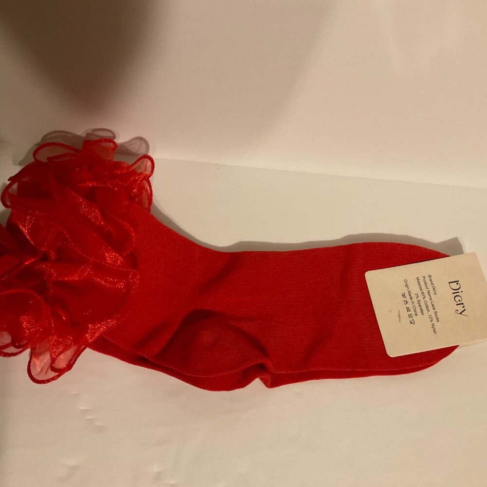 Dicry Socks for Women, Big Ruffle Socks with Turn Cuff and Double Lace